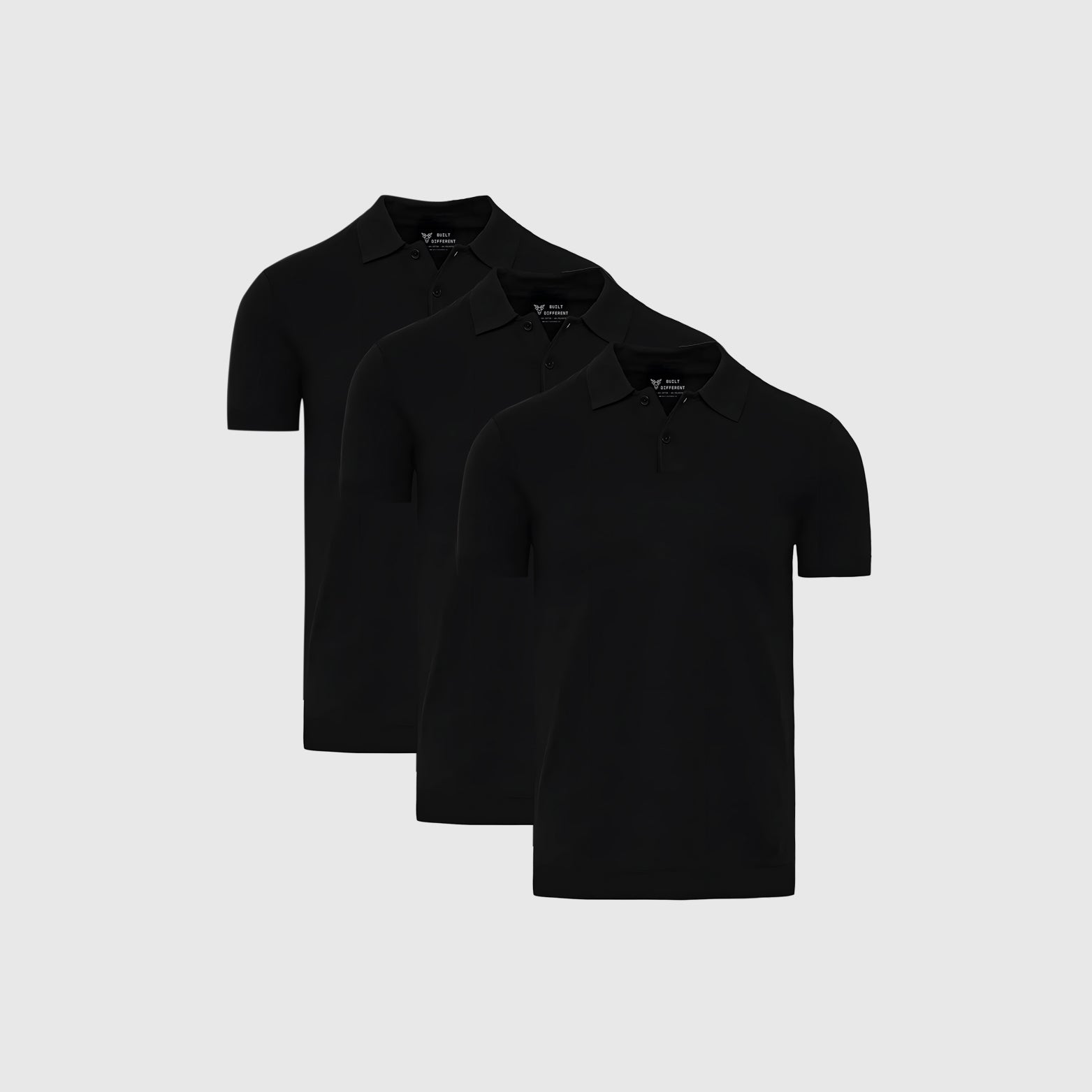 All Black Dress Polo Short Sleeve 3-Pack – Built Different