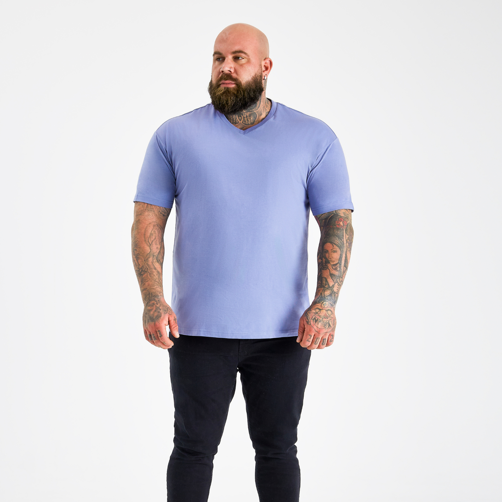 Steel Blue V-Neck – Built Different Steel Blue V-Neck – Built Different