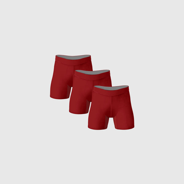 Burgundy Anti-Chafe Bamboo Boxer Briefs 3-Pack