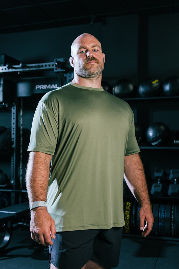 Khaki Active Crew Neck T-Shirt