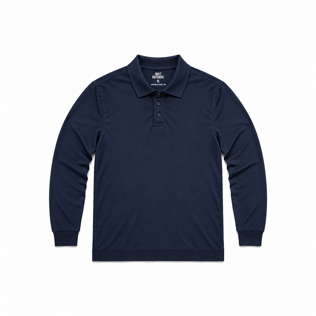 Navy Dress Long Sleeve Polo Shirt
