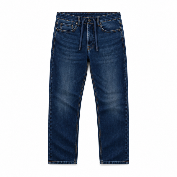 Navy Pull-On Athletic Taper Jeans
