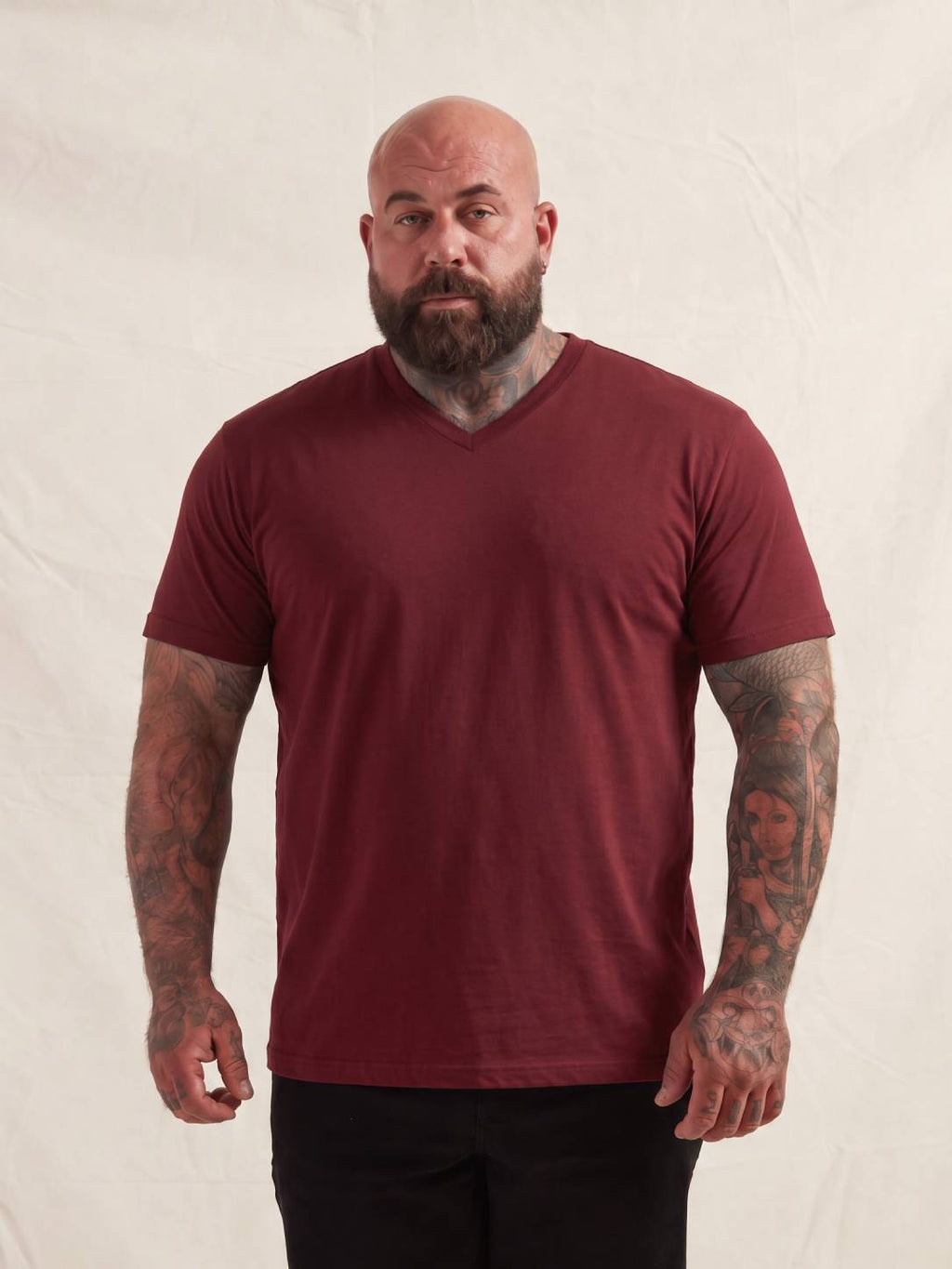 Burgundy V-Neck T-Shirt