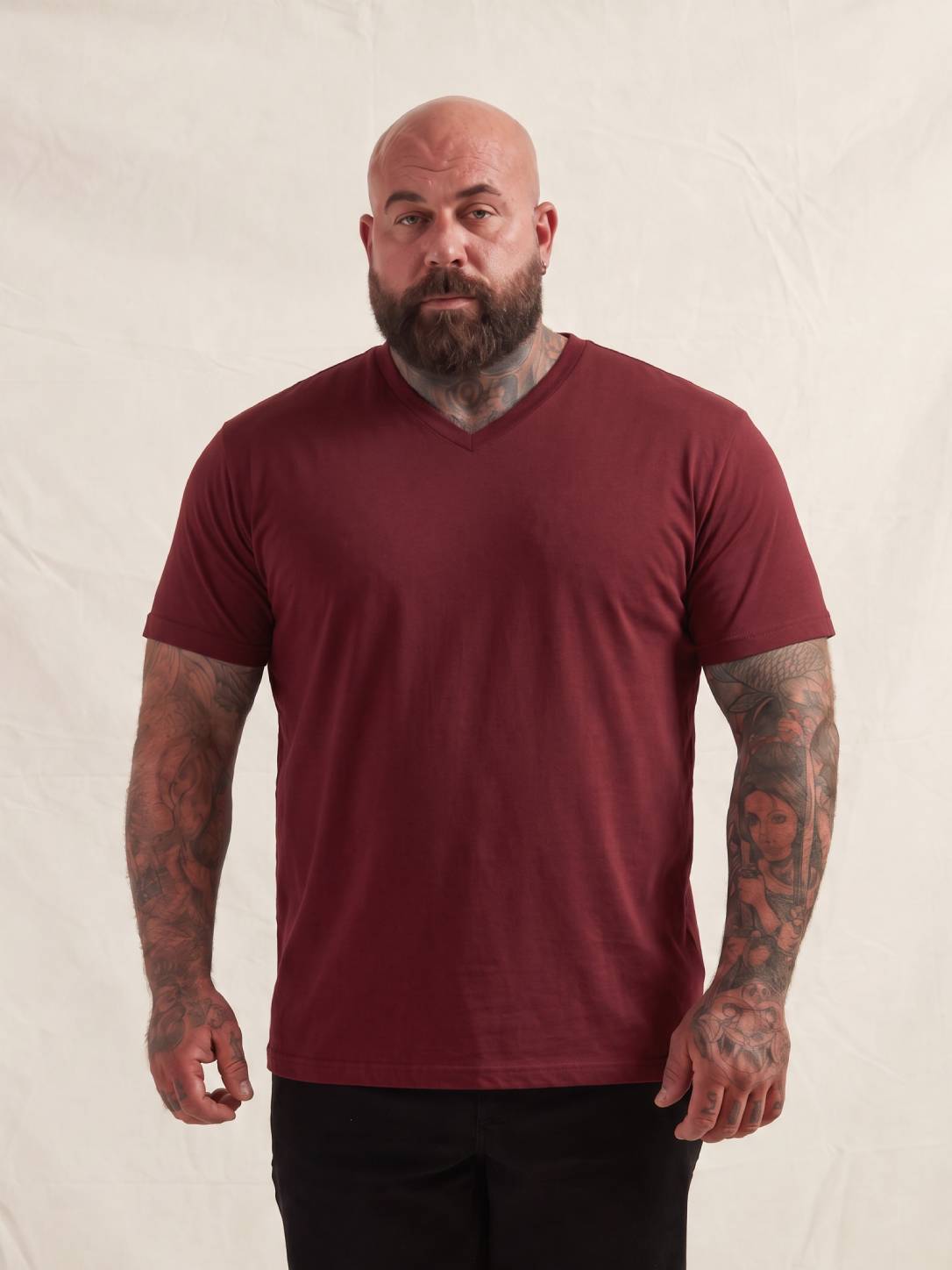 Load image into Gallery viewer, Burgundy V-Neck T-Shirt
