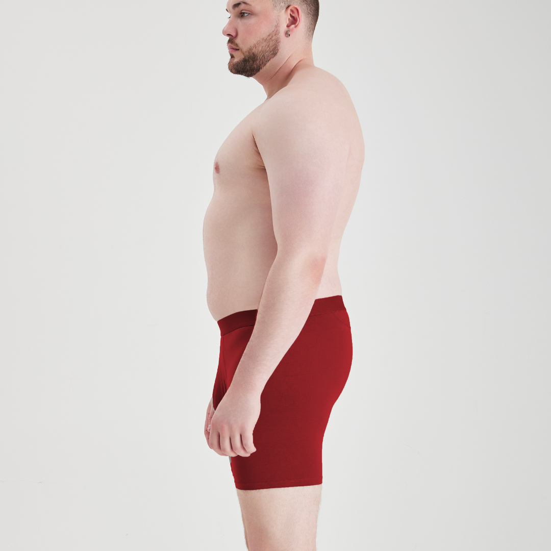 Burgundy Anti-Chafe Bamboo Boxer Briefs 3-Pack