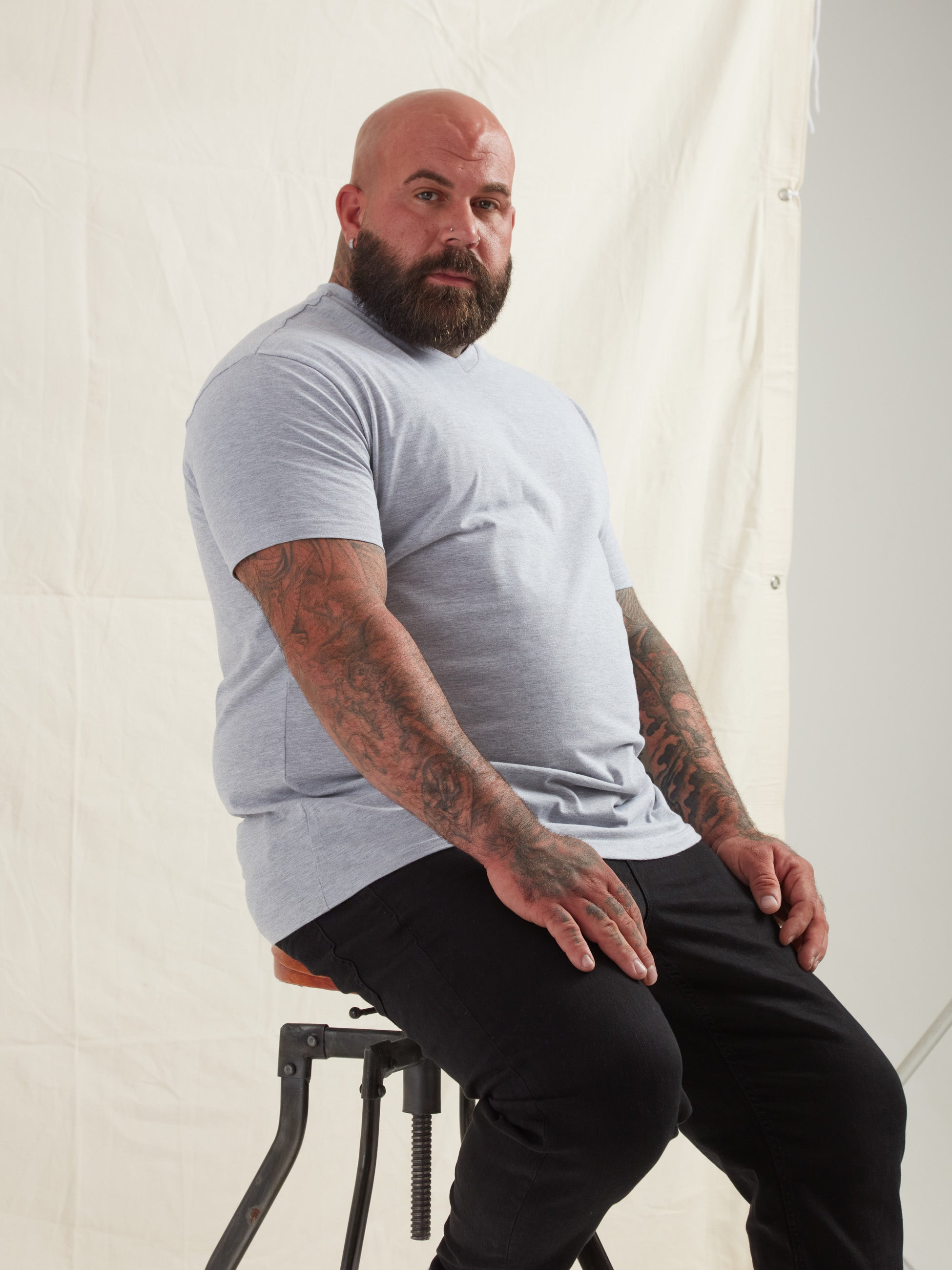 Load image into Gallery viewer, Heather Grey V-Neck T-Shirt
