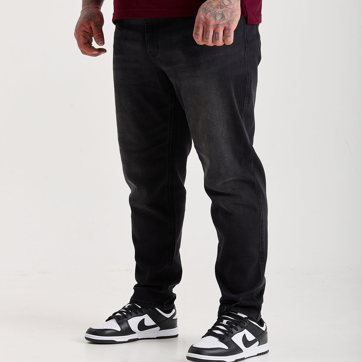Black Pull-On Athletic Taper Jeans
