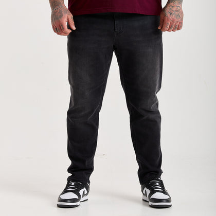 Black Pull-On Athletic Taper Jeans