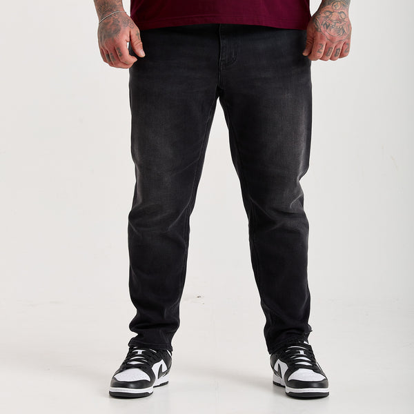 Black Pull-On Athletic Taper Jeans