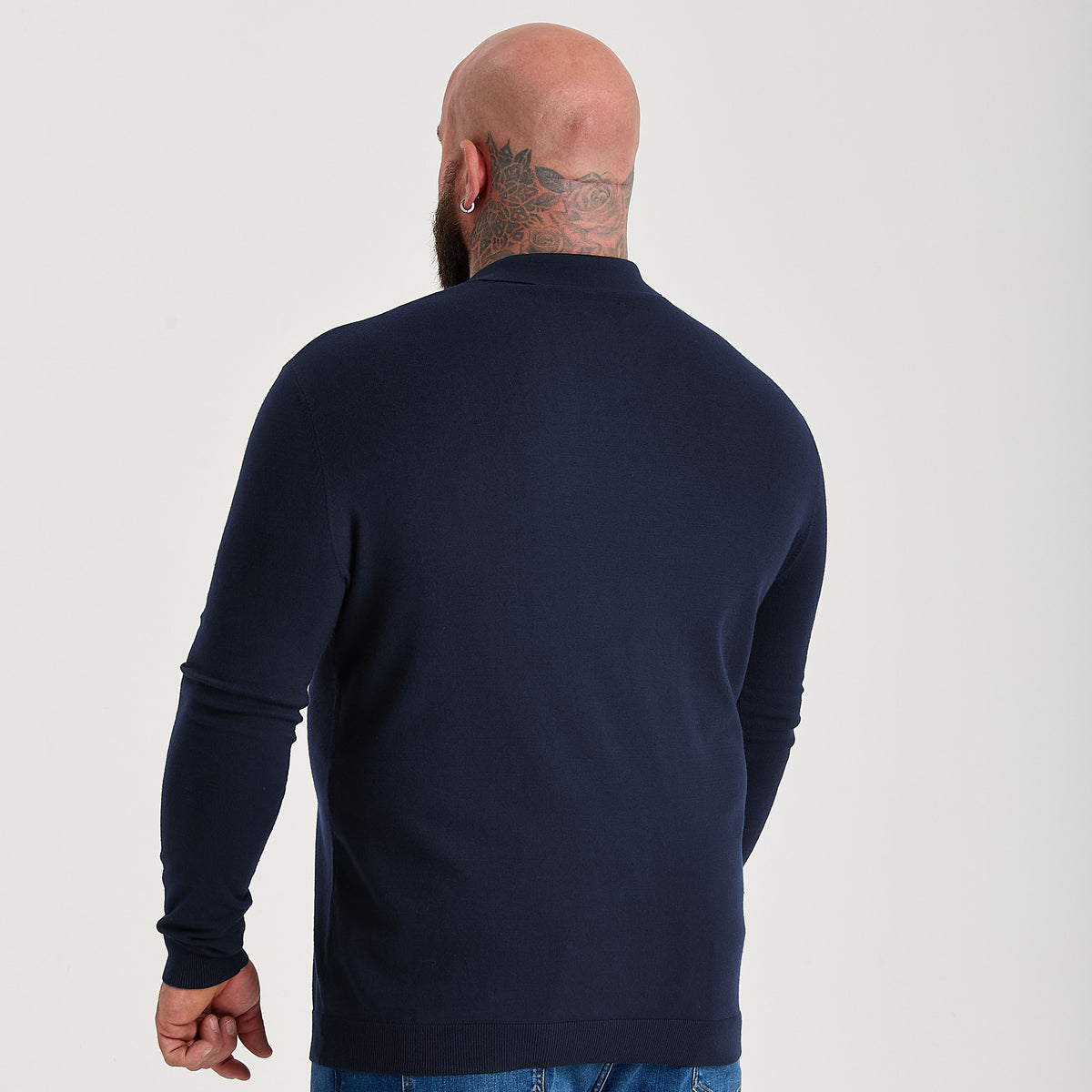 Navy Dress Long Sleeve Polo Shirt