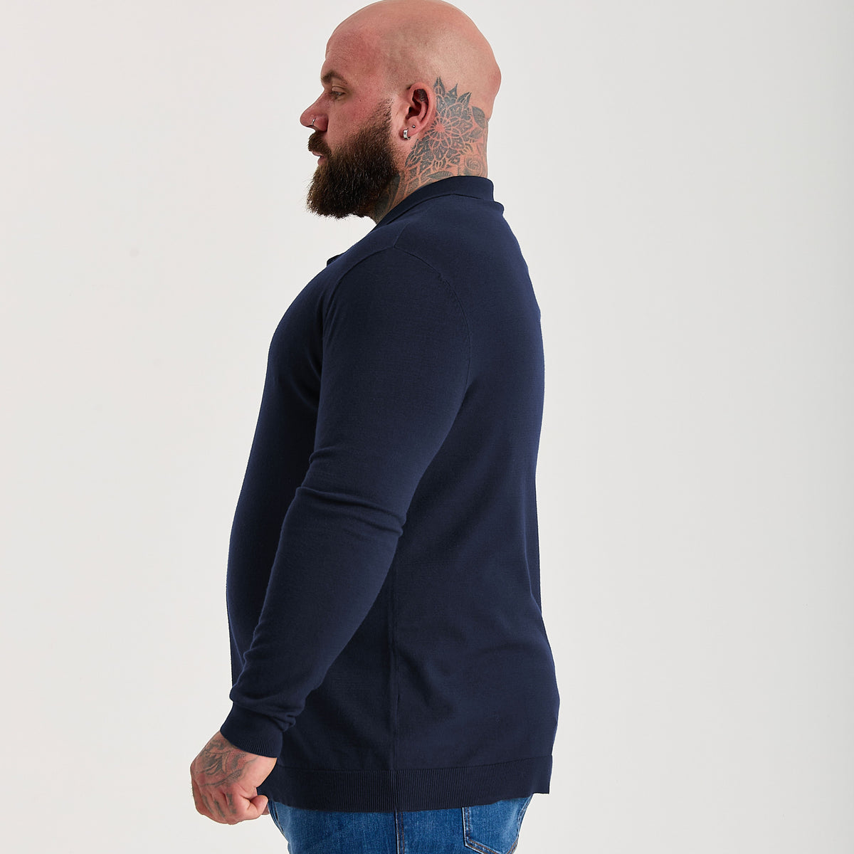 Navy Dress Long Sleeve Polo Shirt