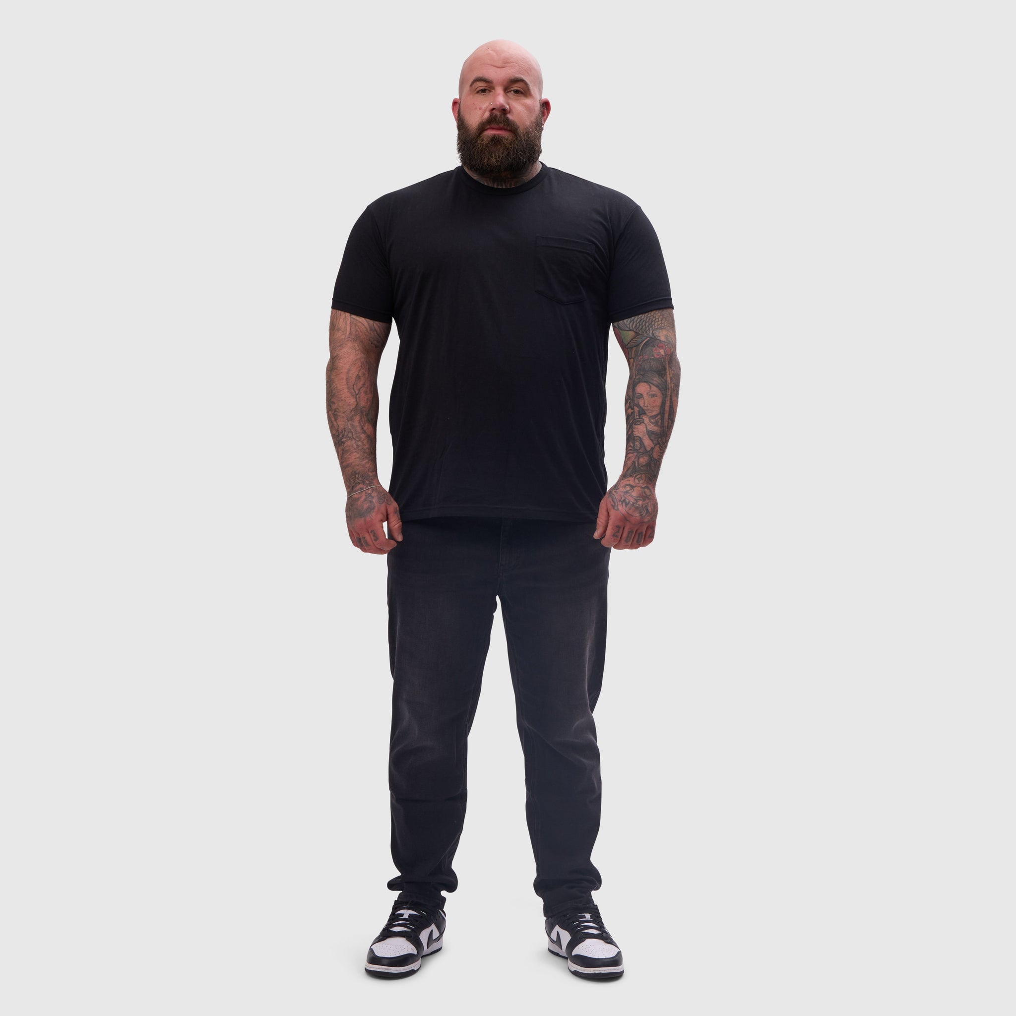 Load image into Gallery viewer, Black Pocket Crew Neck

