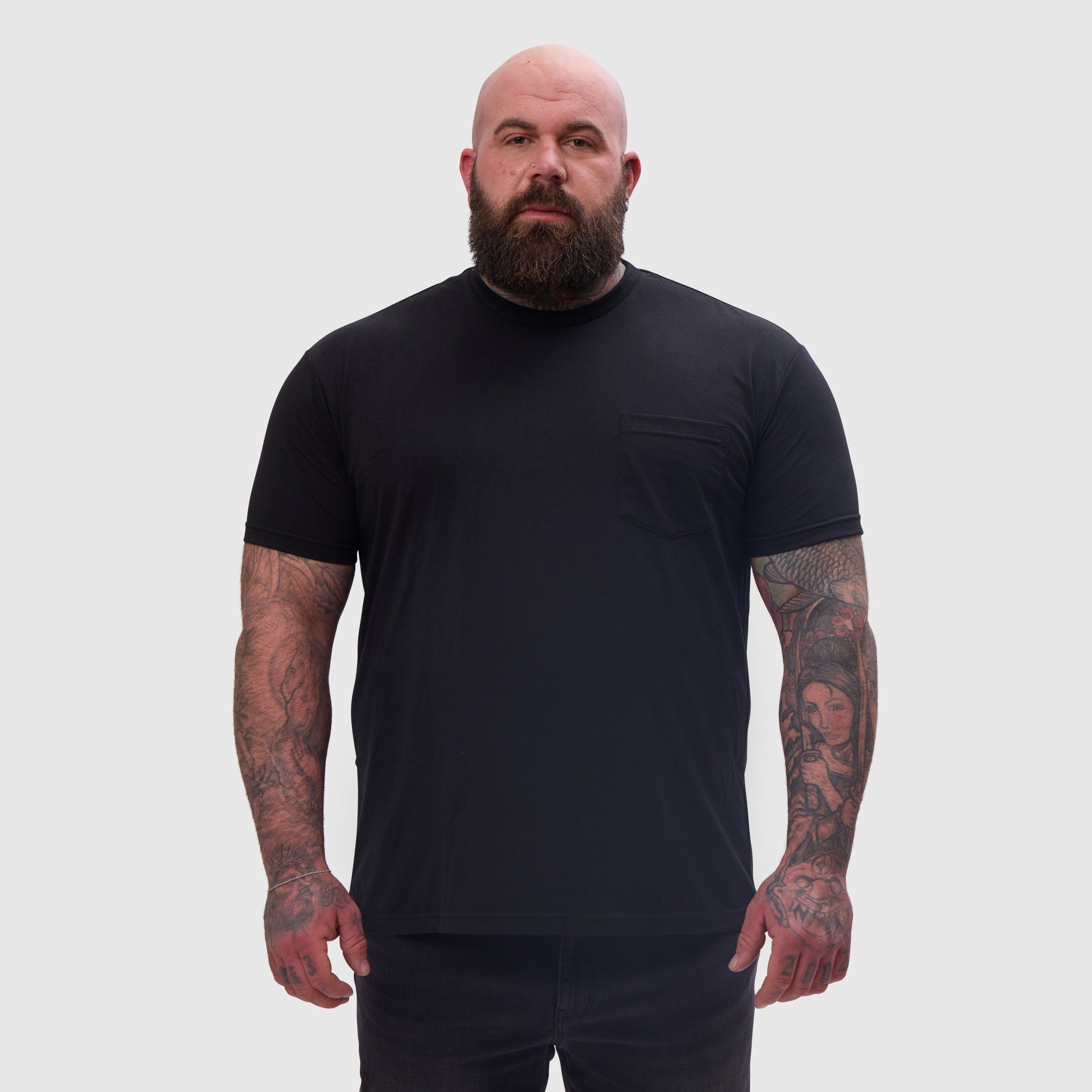 Load image into Gallery viewer, Black Pocket Crew Neck
