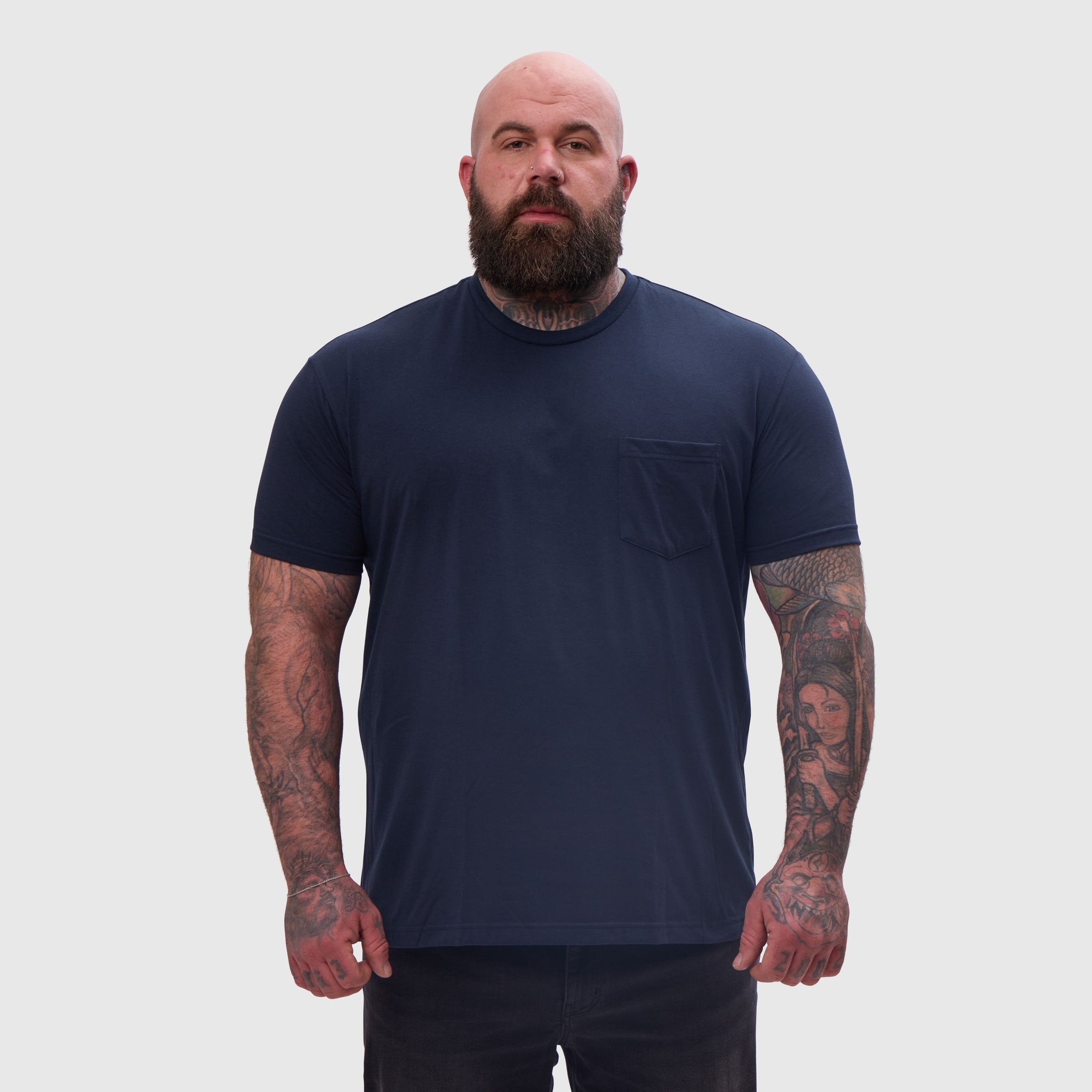Load image into Gallery viewer, Navy Pocket Crew Neck
