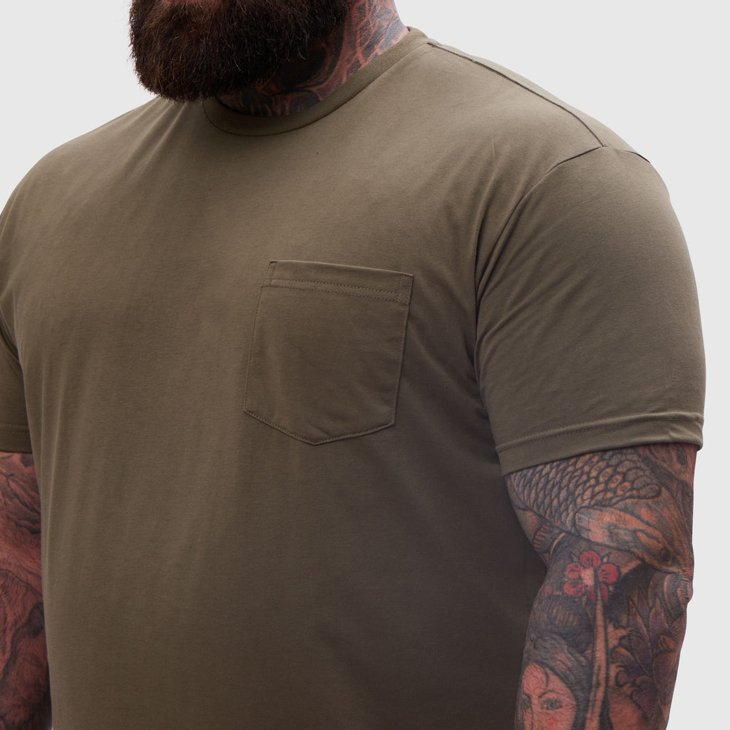 Khaki Pocket Crew Neck T-Shirt