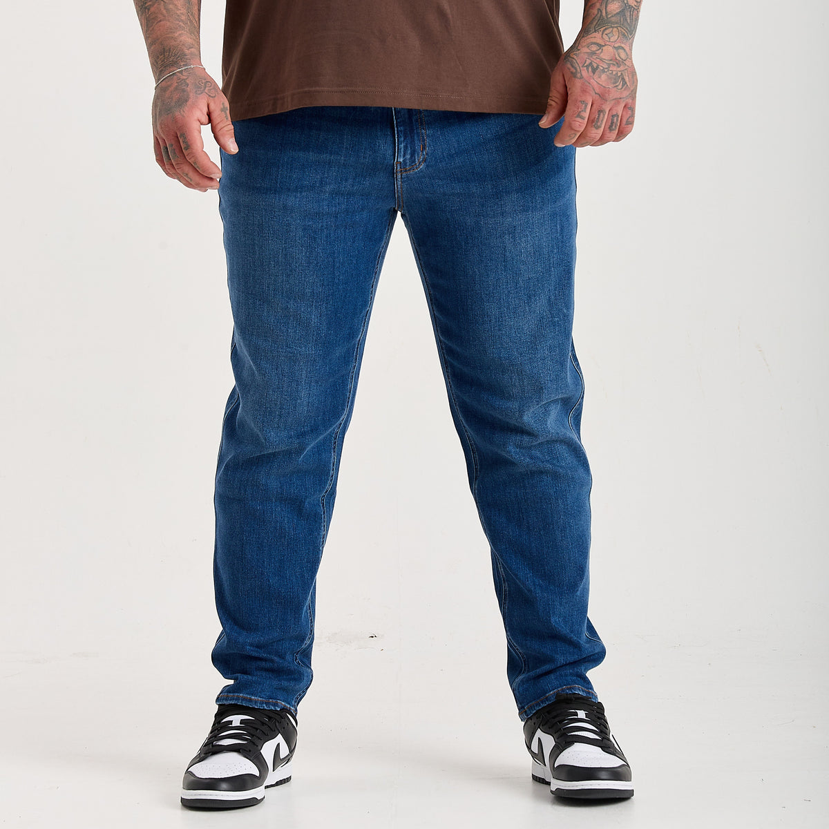 Blue Pull-On Athletic Taper Jeans