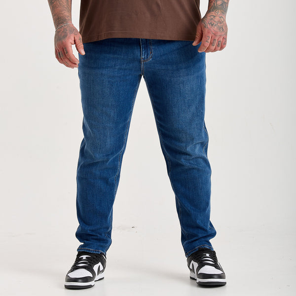 Blue Pull-On Athletic Taper Jeans