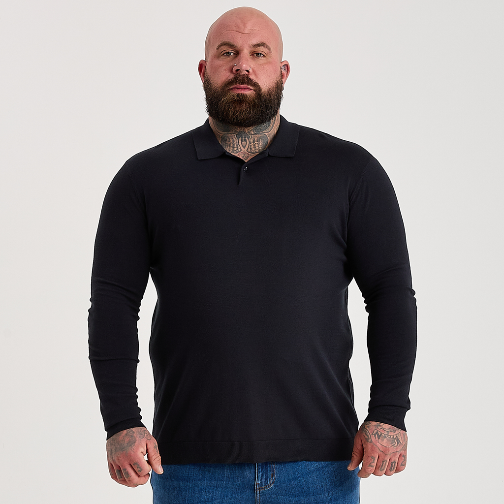 Black Dress Long Sleeve Polo Shirt