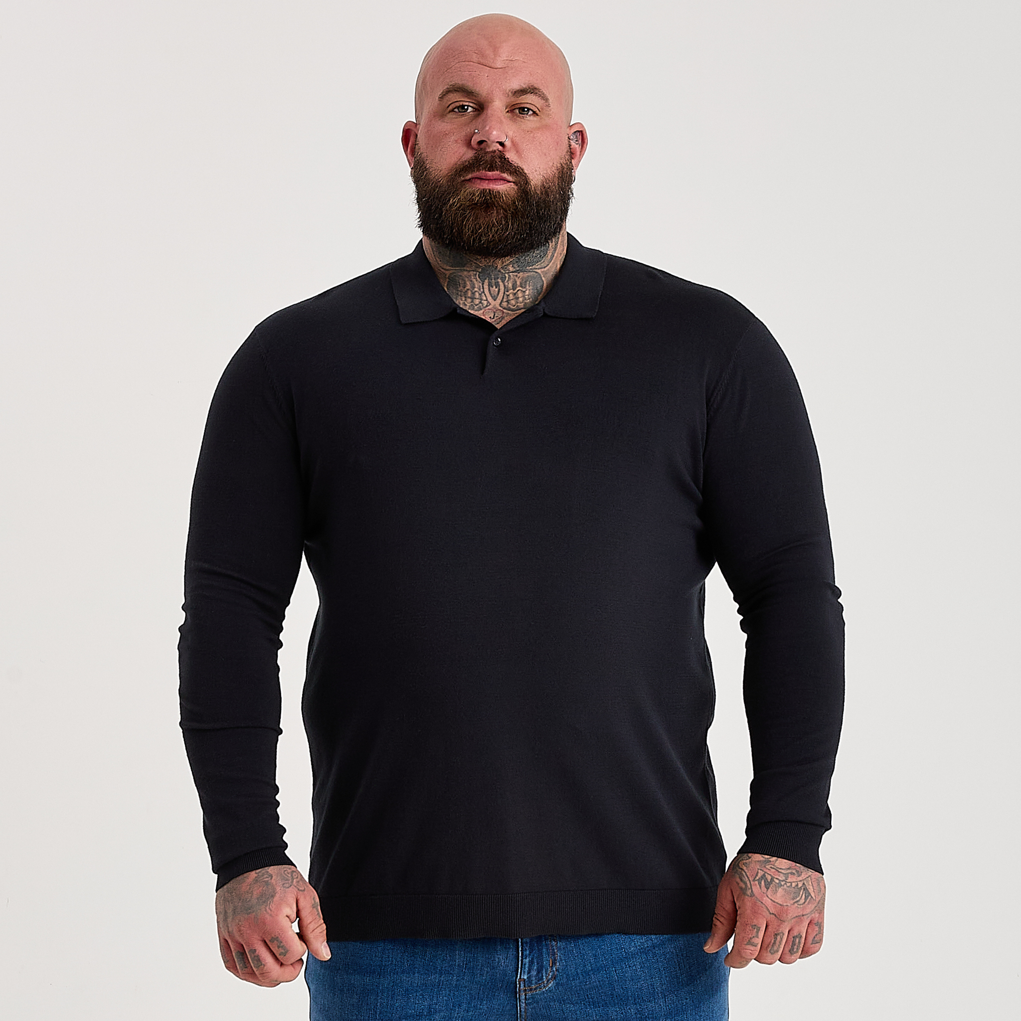 Load image into Gallery viewer, Black Dress Polo Long Sleeve
