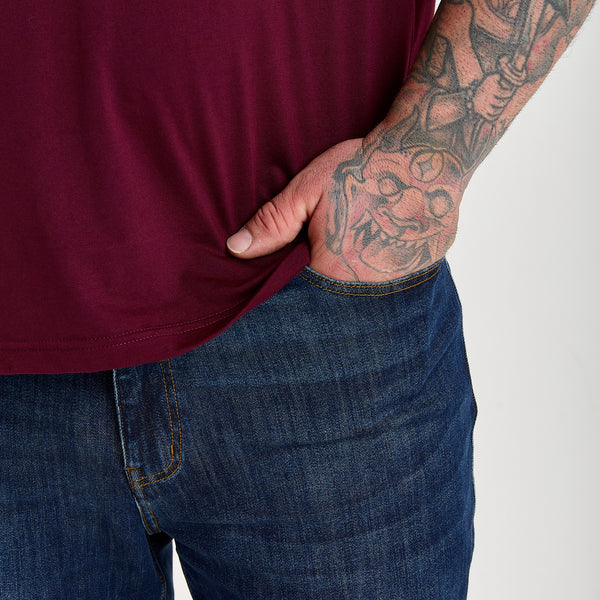 Navy Pull-On Athletic Taper Jeans