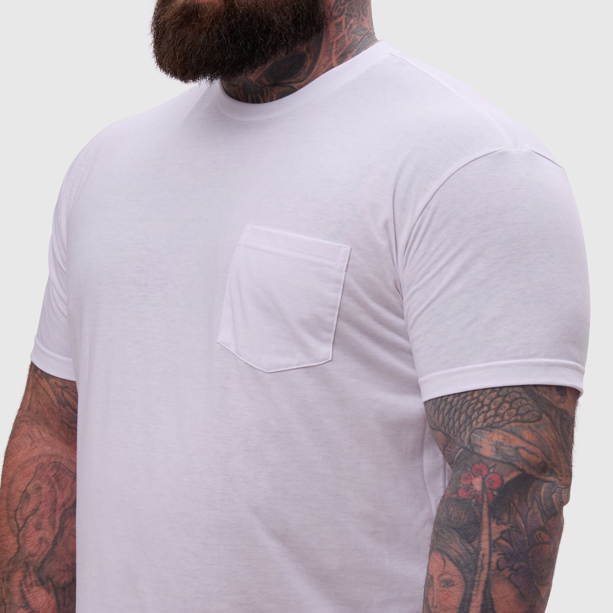 Load image into Gallery viewer, White Pocket Crew Neck
