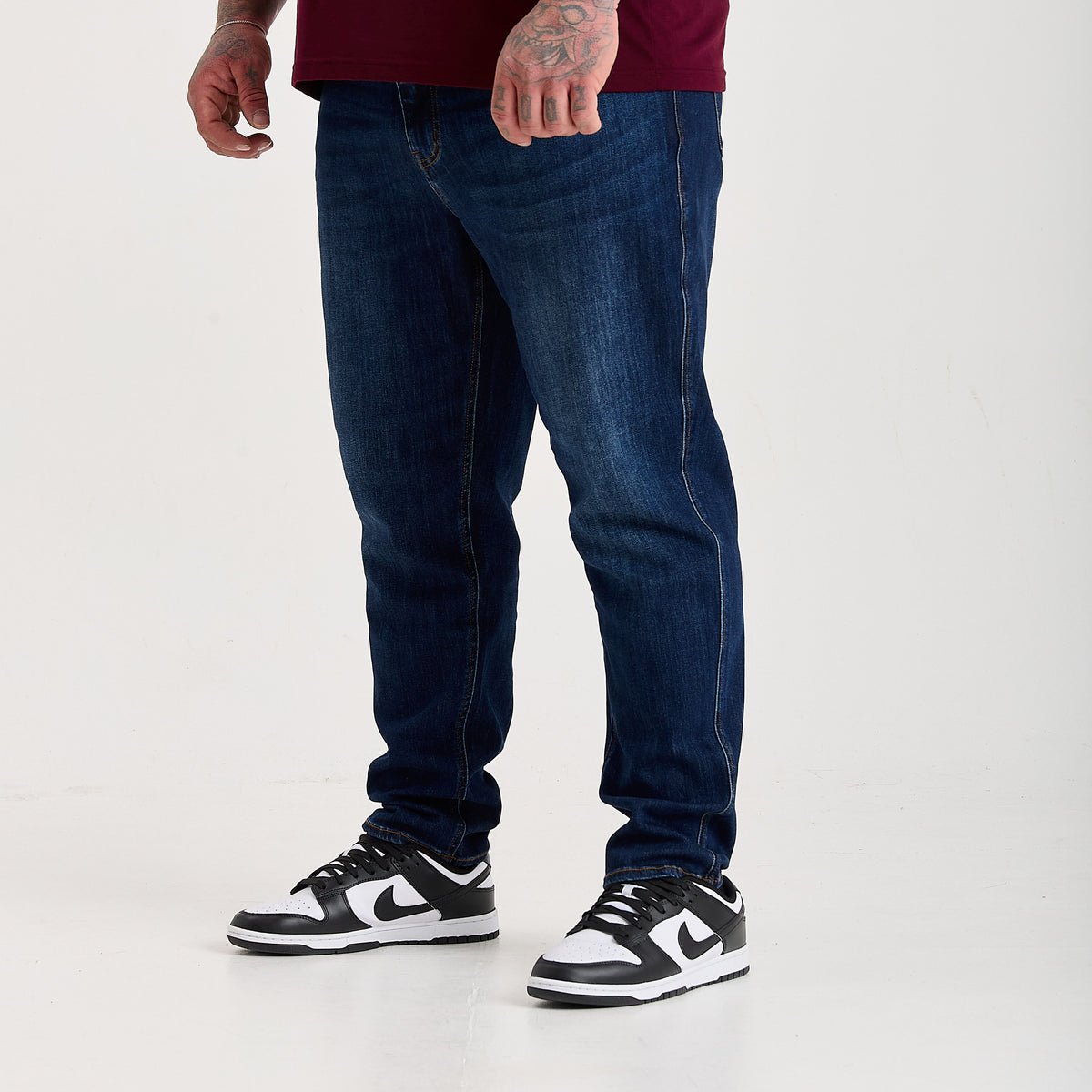 Navy Pull-On Athletic Taper Jeans