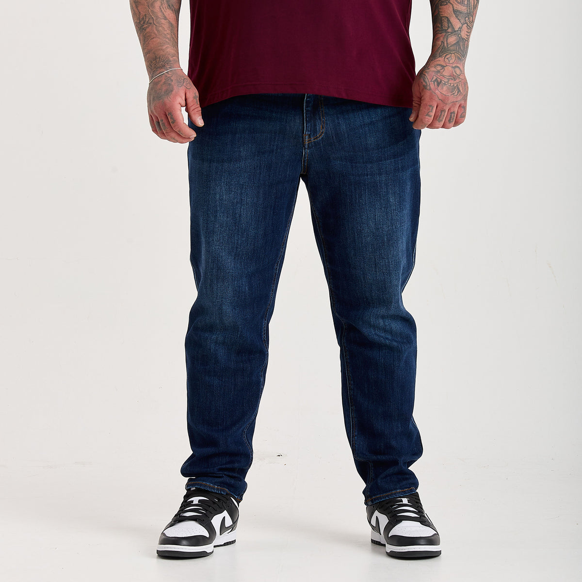 Navy Pull-On Athletic Taper Jeans