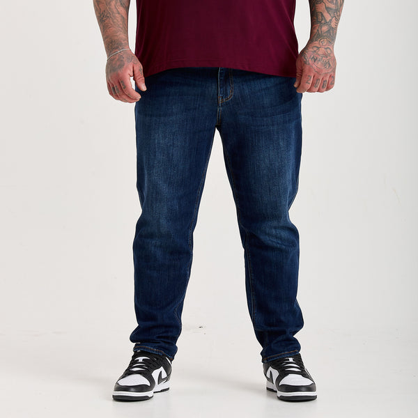 Navy Pull-On Athletic Taper Jeans