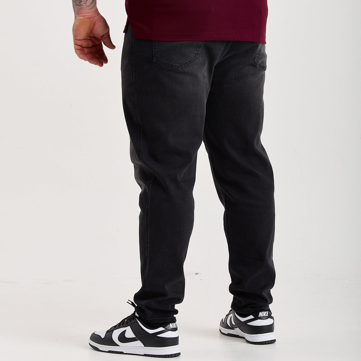 Black Pull-On Athletic Taper Jeans