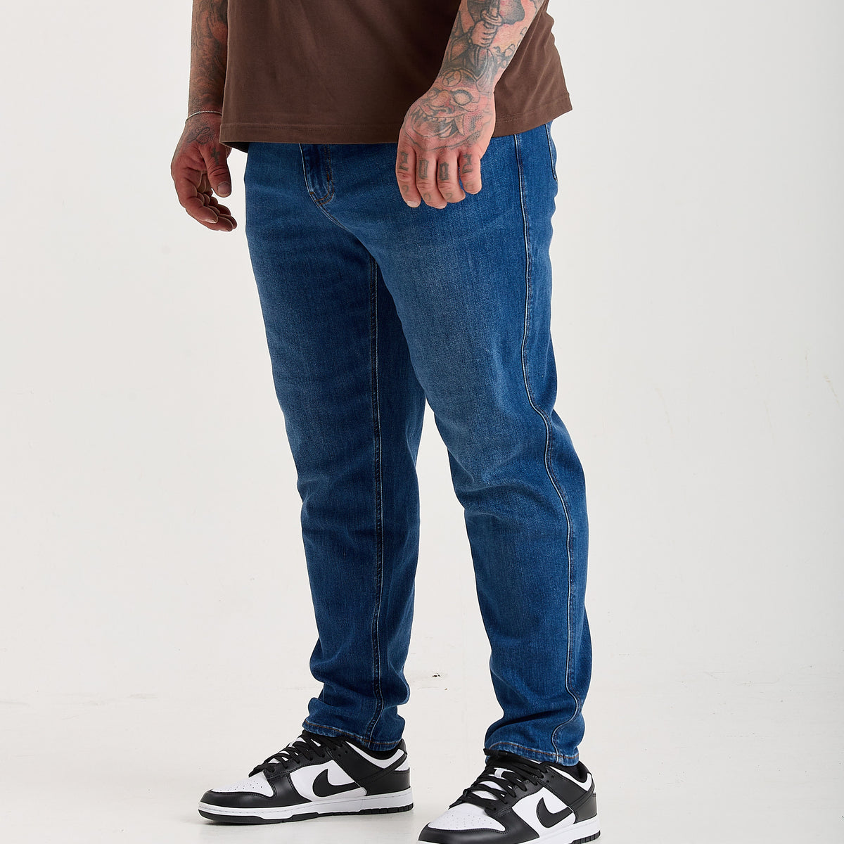 Blue Pull-On Athletic Taper Jeans