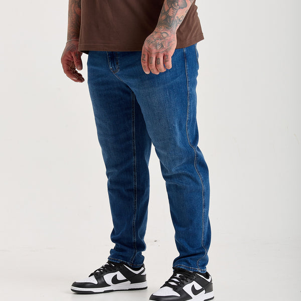 Blue Pull-On Athletic Taper Jeans