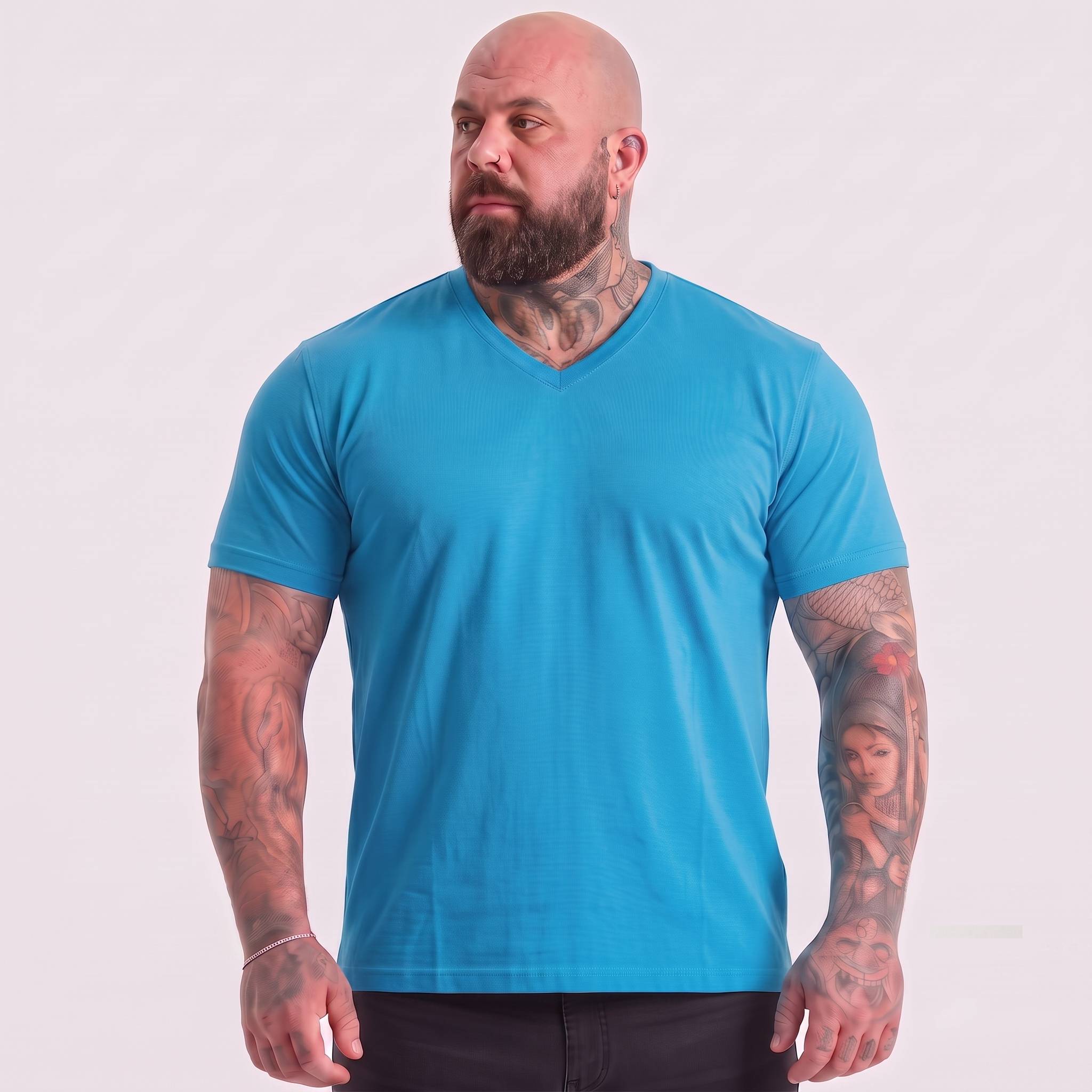 Ibiza Blue V-Neck T-Shirt | V-Neck for Big Guys | L-6XL – Built Different