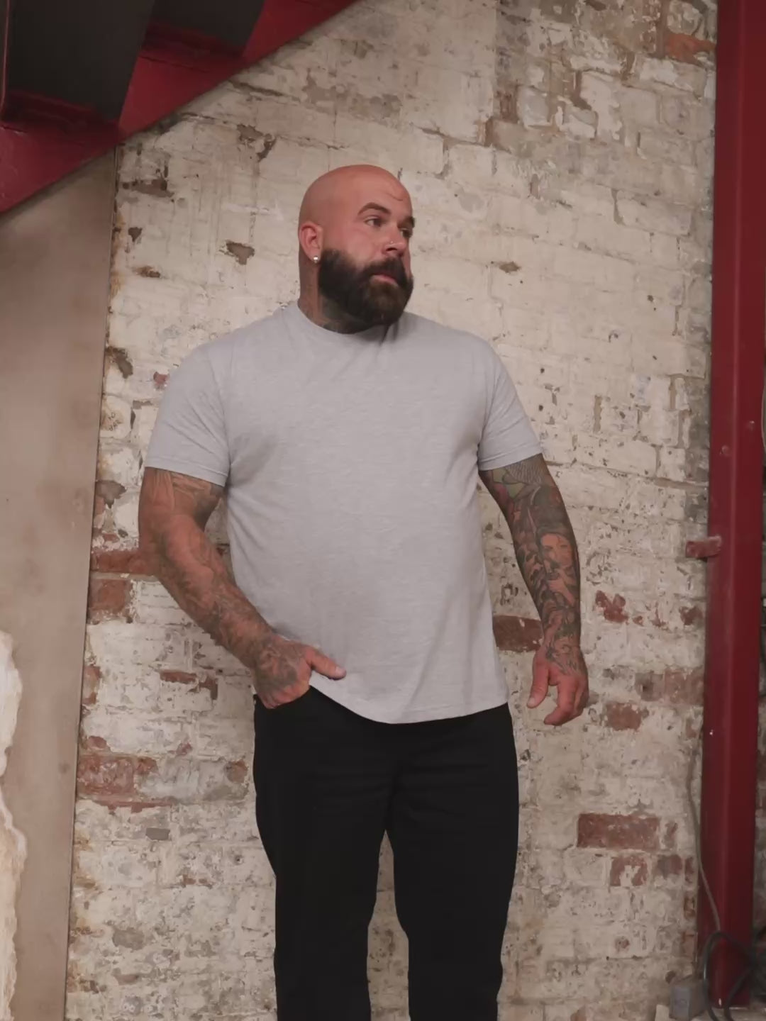 Load and play video in Gallery viewer, Heather Grey Crew Neck T-Shirt
